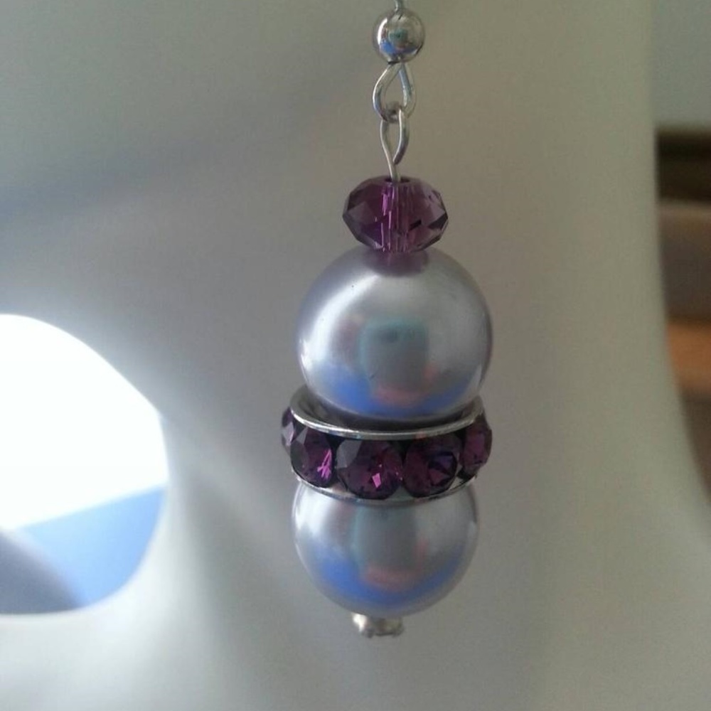 2 for $10 Silvery-lavender Swarovski drop earrings